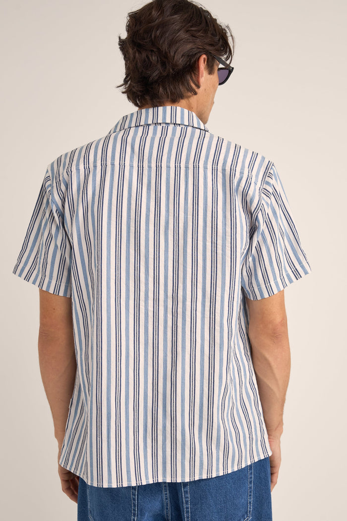Rhythm Vacation Stripe Ss Shirt - BLUE - Sun Diego Boardshop