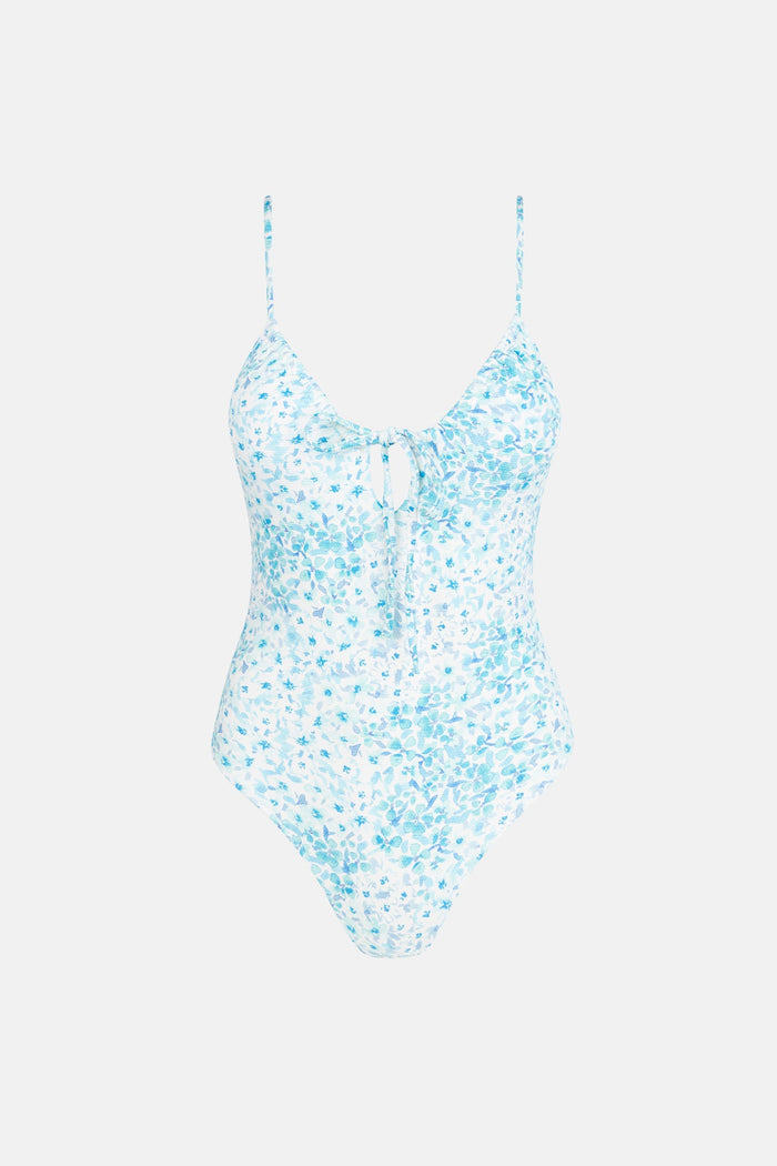 Rhythm Serenity Floral Tie Front One Piece - BLUE - Sun Diego Boardshop