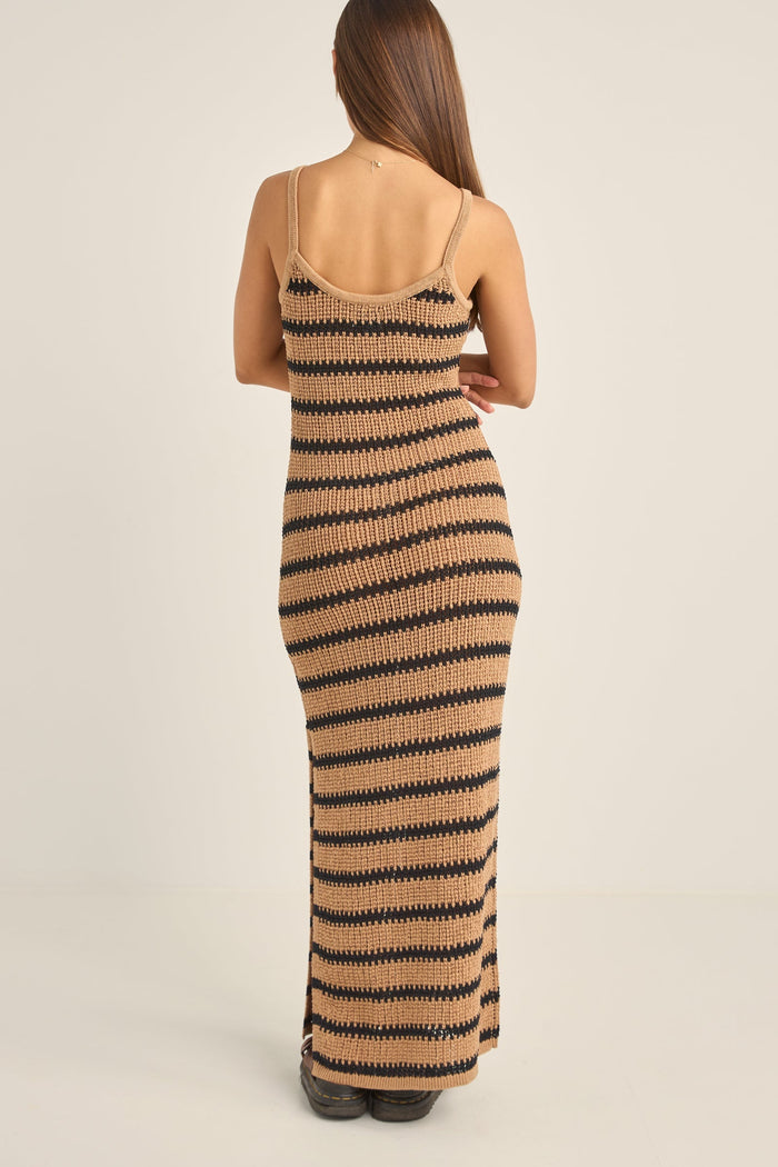 Rhythm Sol Stripe Knit Maxi Dress - BLACK - Sun Diego Boardshop