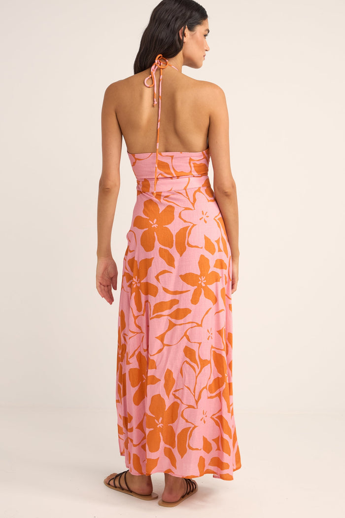 Rhythm Bora Bora Floral Cut Out Maxi Dress - PINK - Sun Diego Boardshop