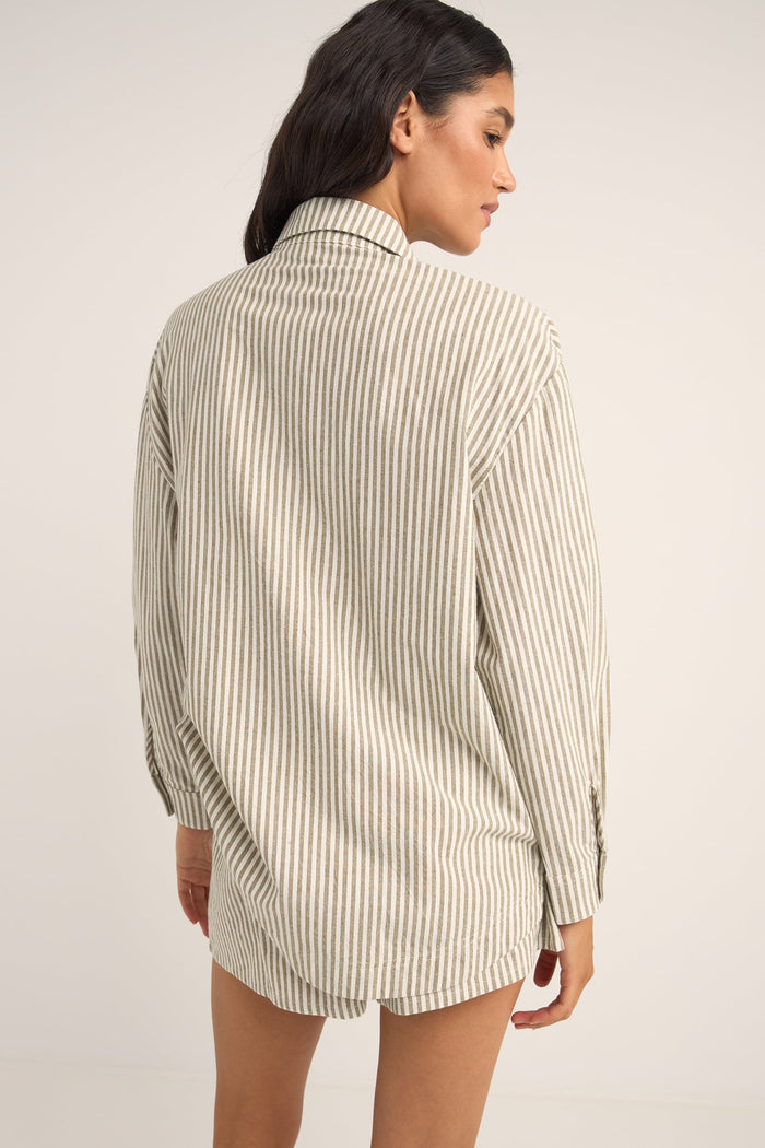 Rhythm Valley Stripe Oversized Shirt - IVY - Sun Diego Boardshop