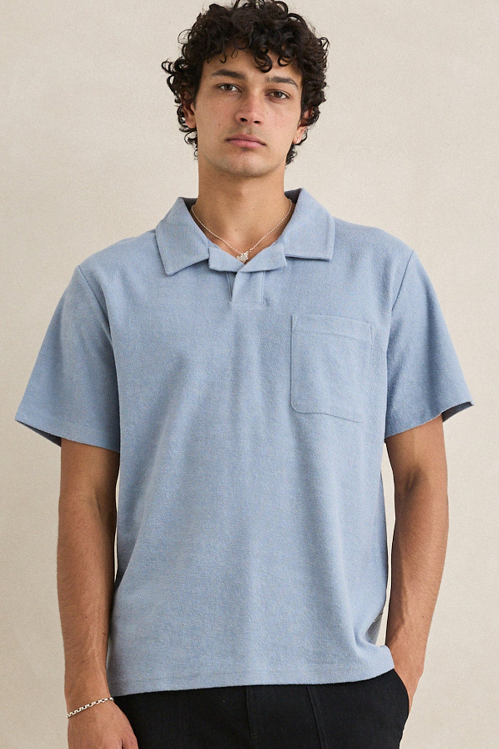 Rhythm Men's Vintage Terry Polo Blue - Blue