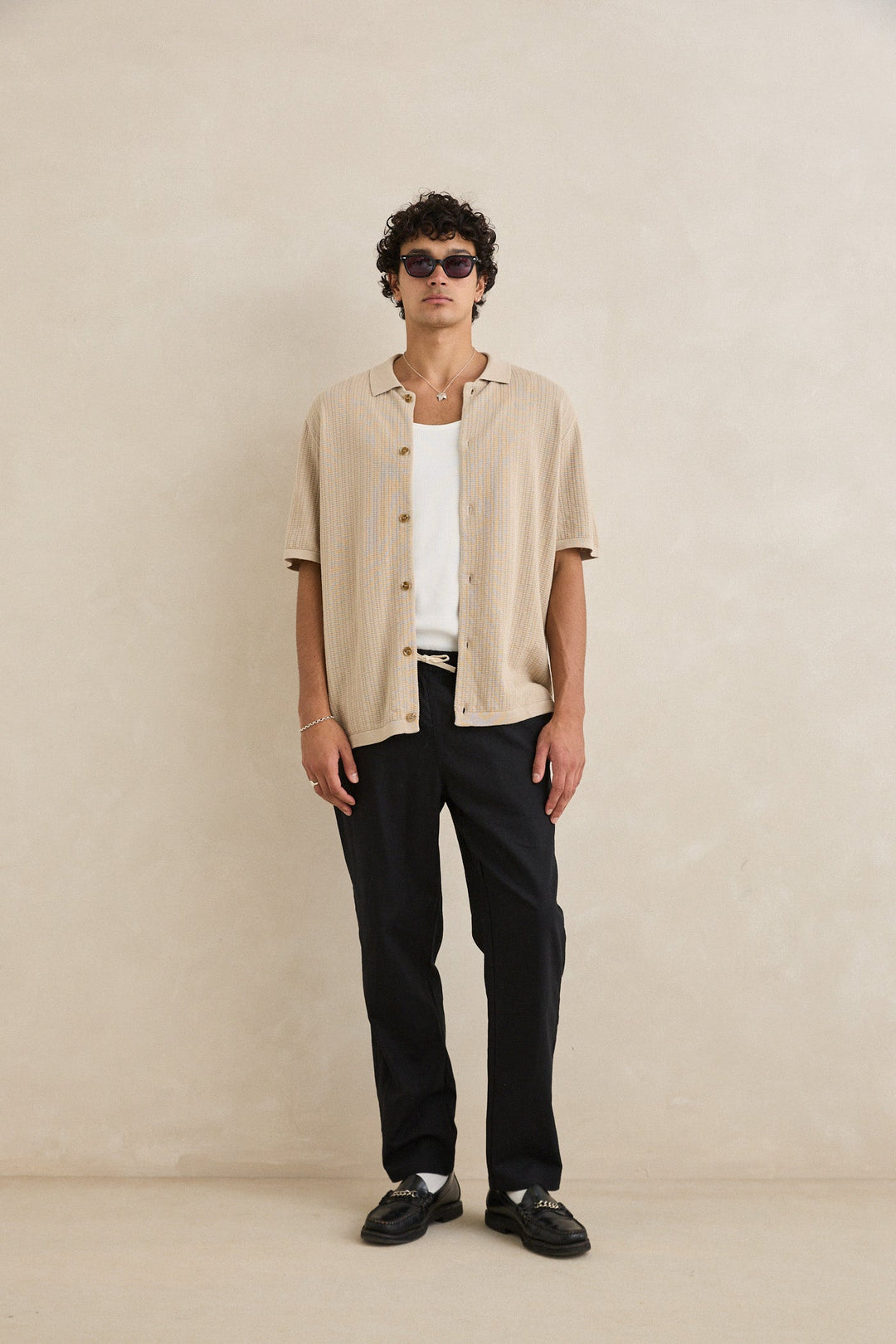 Rhythm Men's Textured Knit Ss Shirt Stone - Stone - Sun Diego Boardshop
