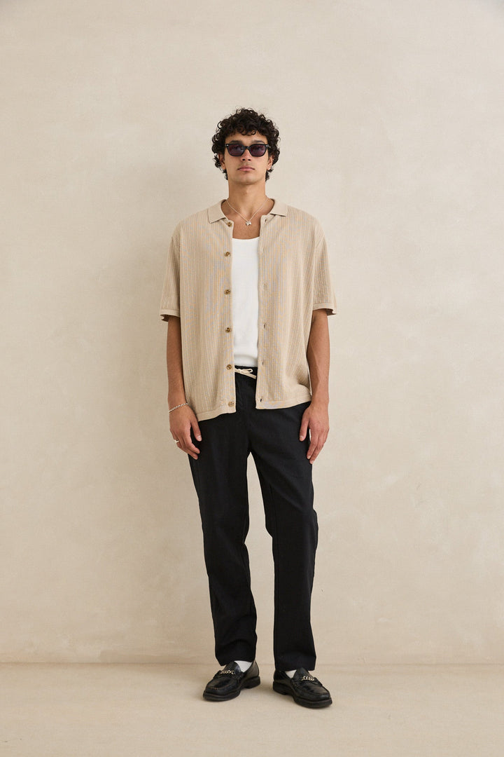 Rhythm Men's Textured Knit Ss Shirt Stone - Stone - Sun Diego Boardshop
