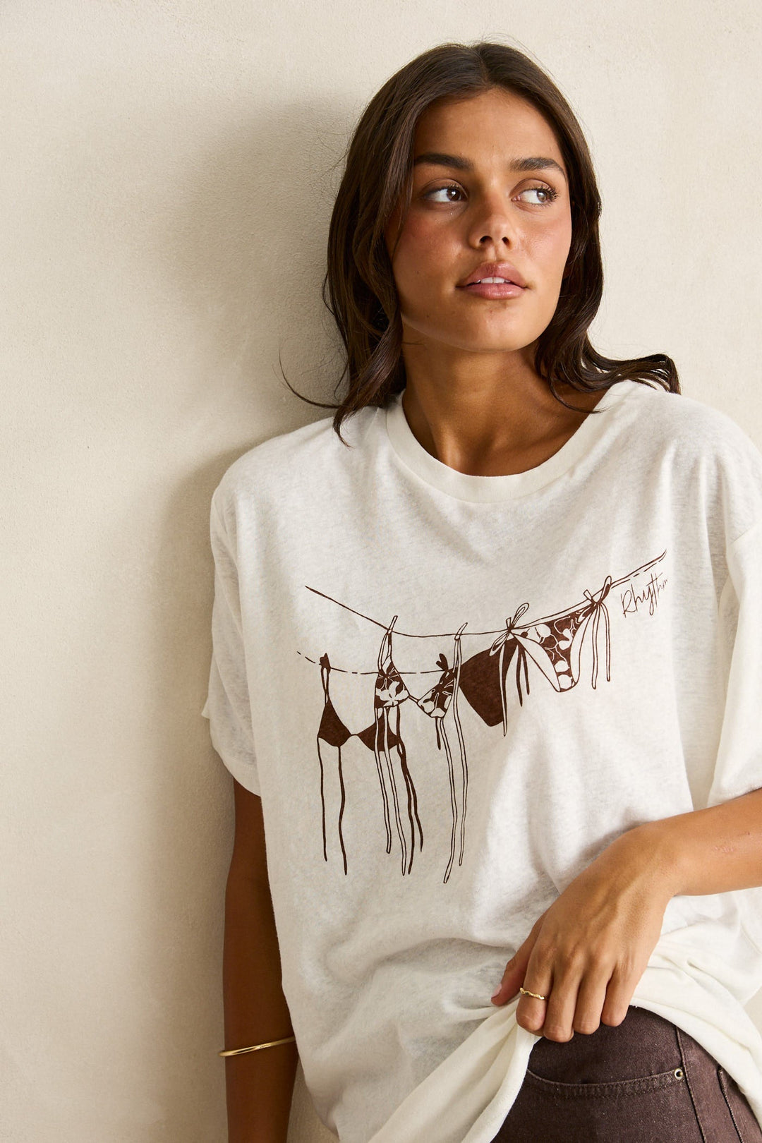Rhythm Women's Melia Oversized T-Shirt Chocolate - Chocolate