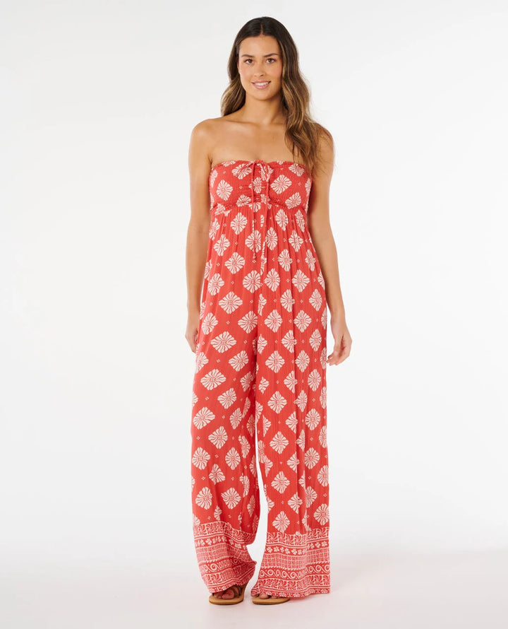 Rip Curl Ventura Shirred Jumpsuit - Red 0040 - Sun Diego Boardshop