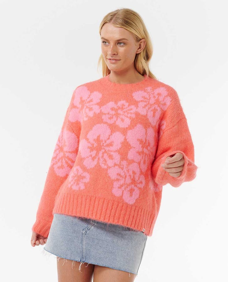 Rip Curl Hibiscus Heat Jacquard Crew - Watermelon - Sun Diego Boardshop