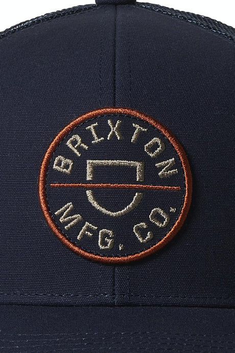 Brixton Crest Netplus Mp Trucker Hat - Washed Navy/Oatmeal/Marsala Red - Sun Diego Boardshop