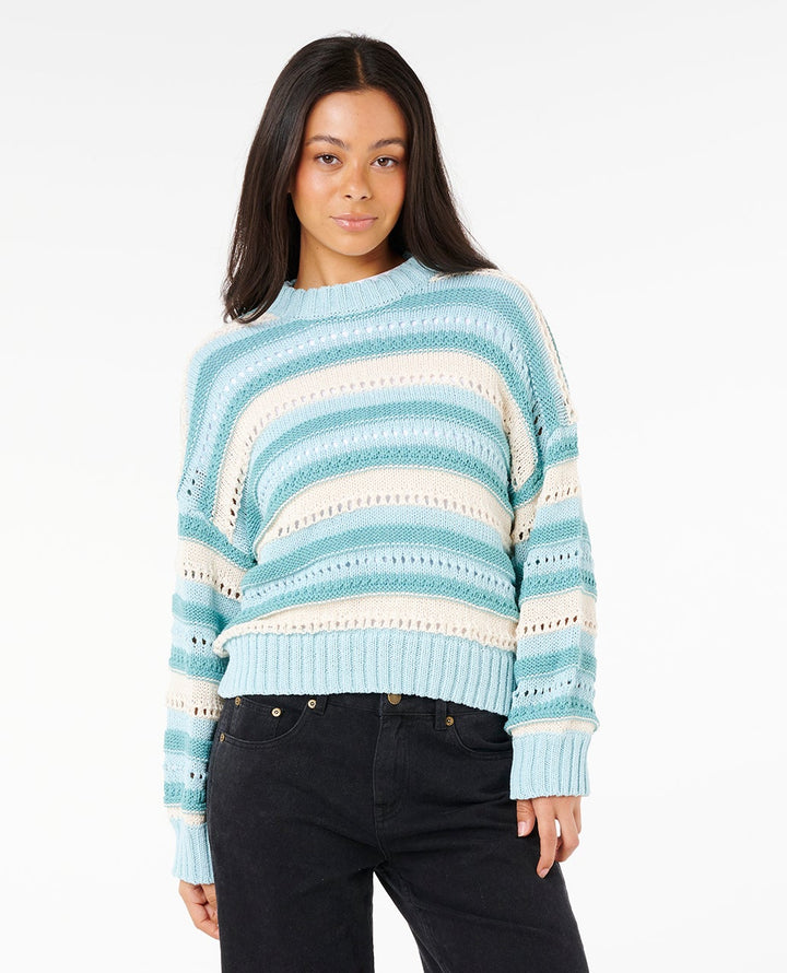Rip Curl Neon Isles Cotton Stripe Knit - Blue/Natural 2400