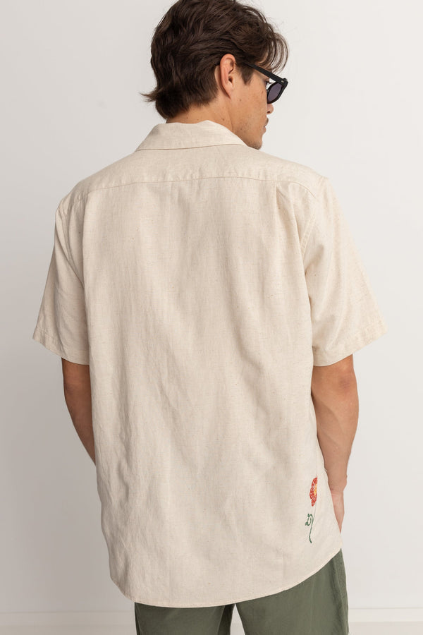 Rhythm Flower Embroidery Ss Shirt - NATURAL - Sun Diego Boardshop