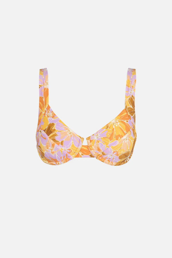 Rhythm Mahana Floral Panelled Support Underwire Top - YELLOW - Sun Diego Boardshop