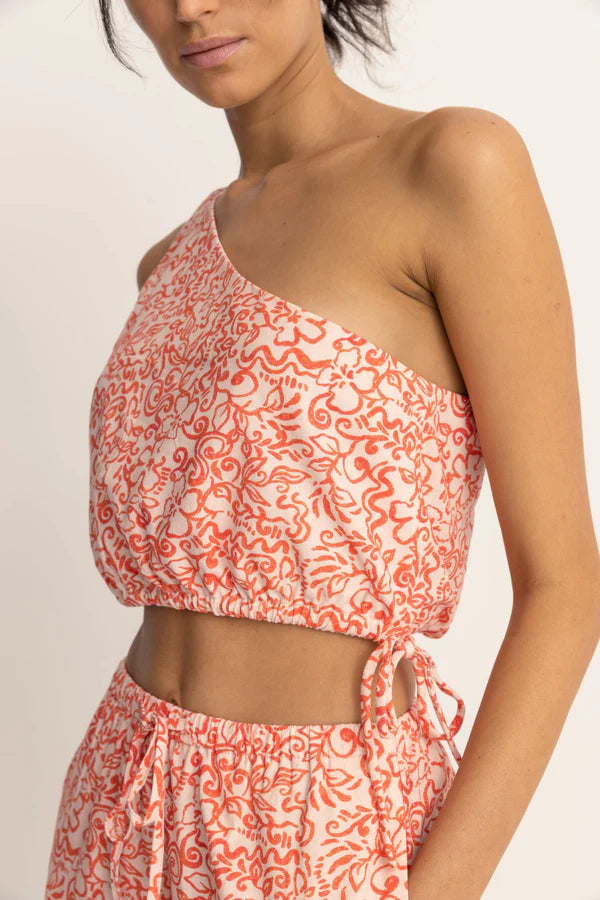 Rhythm Islander Floral One Shoulder Top  - CORAL - Sun Diego Boardshop