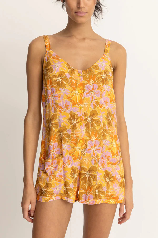 Rhythm MAHANA FLORAL PLAYSUIT - YELLOW - Sun Diego Boardshop