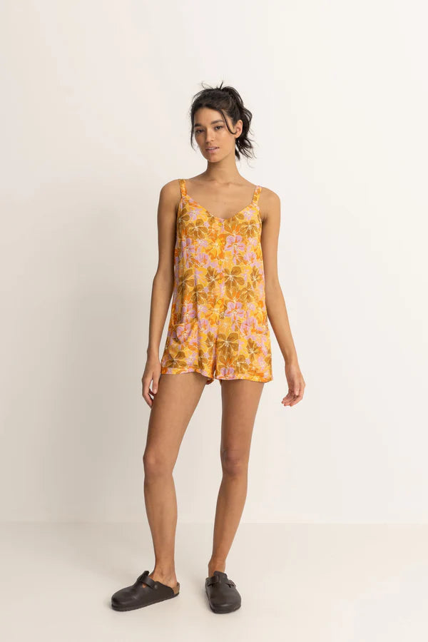 Rhythm MAHANA FLORAL PLAYSUIT - YELLOW - Sun Diego Boardshop