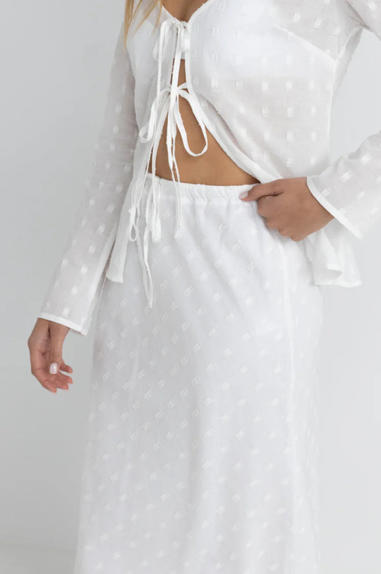 Rhythm Mirage Bias Cut Maxi Skirt - White - Sun Diego Boardshop