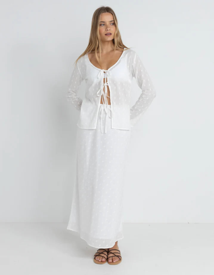 Rhythm Mirage Bias Cut Maxi Skirt - White - Sun Diego Boardshop
