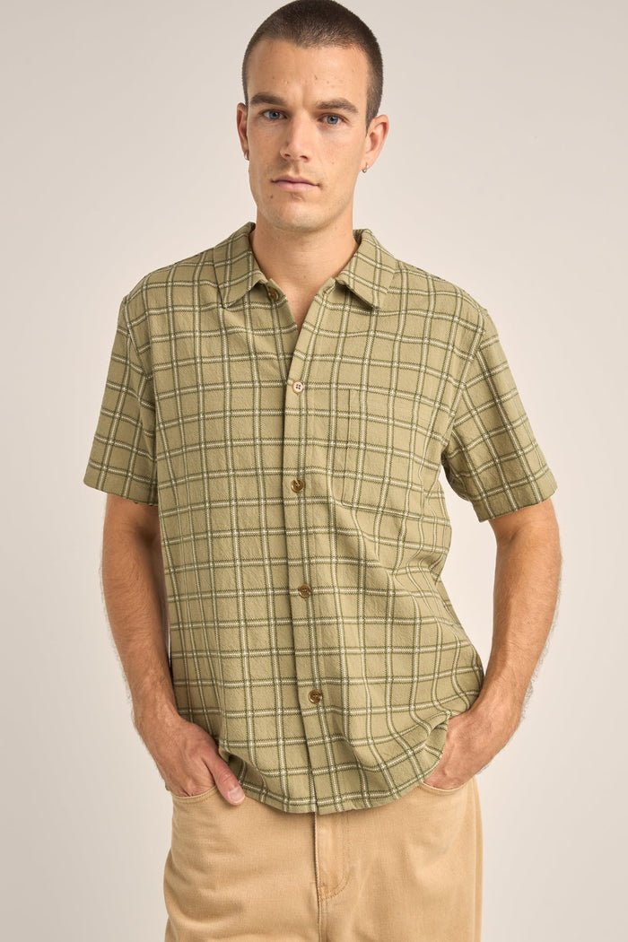 Rhythm Postcard Check Ss Shirt - GREEN - Sun Diego Boardshop