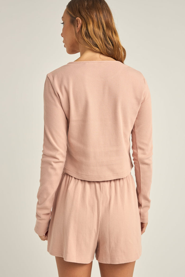 Rhythm Winona Waffle Knit Long Sleeve - DUSTY PINK - Sun Diego Boardshop