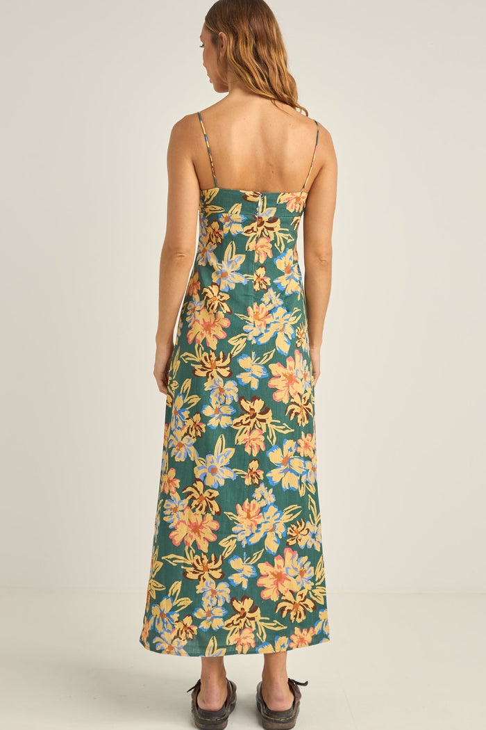 Rhythm Hawaiian Floral Gathered Maxi Dress - JUNGLE - Sun Diego Boardshop