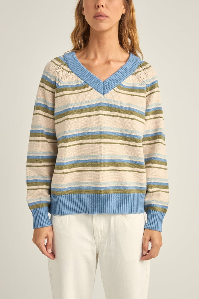 Rhythm Distant Shores Striped Sweater - BLUE STRIPE - Sun Diego Boardshop