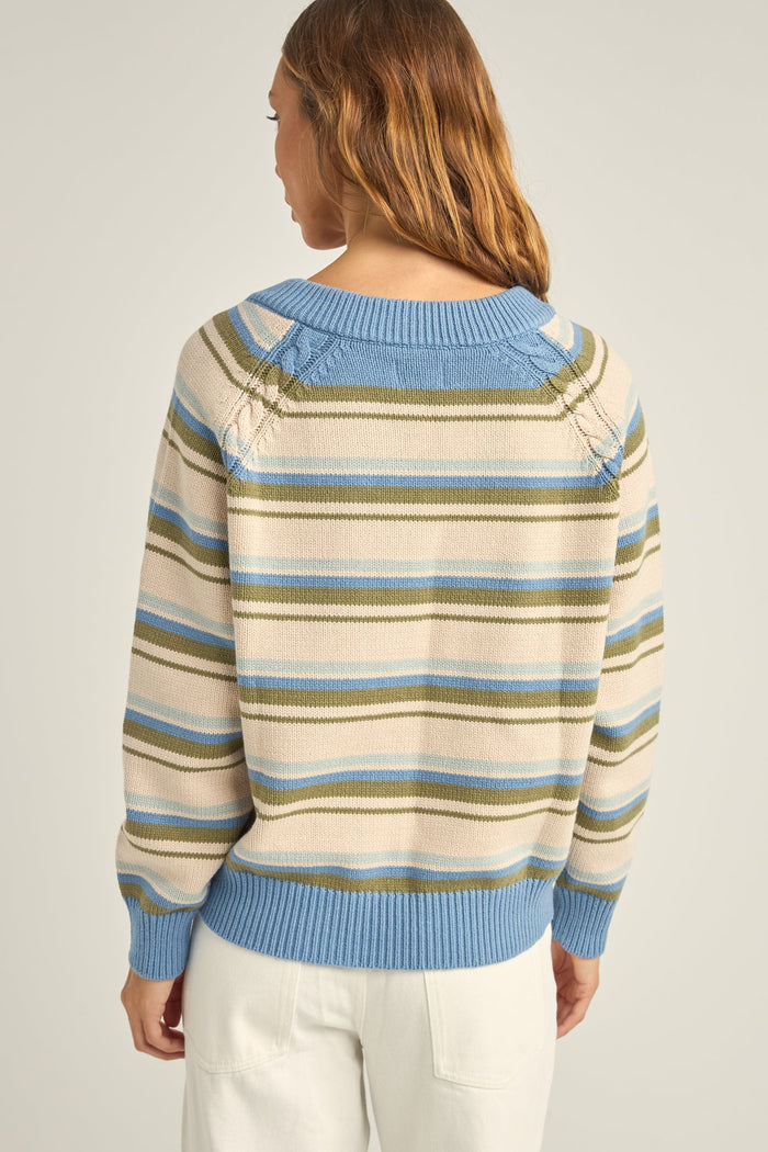 Rhythm Distant Shores Striped Sweater - BLUE STRIPE - Sun Diego Boardshop