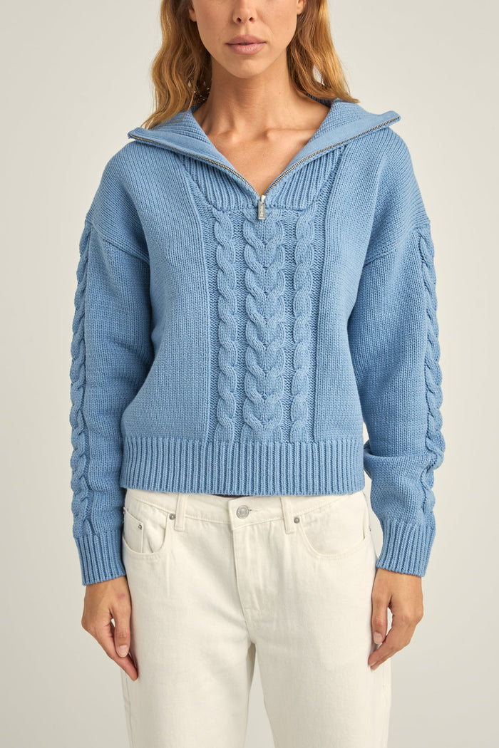 Rhythm Cabelled Vintage Zip Knit - DUSTY BLUE - Sun Diego Boardshop