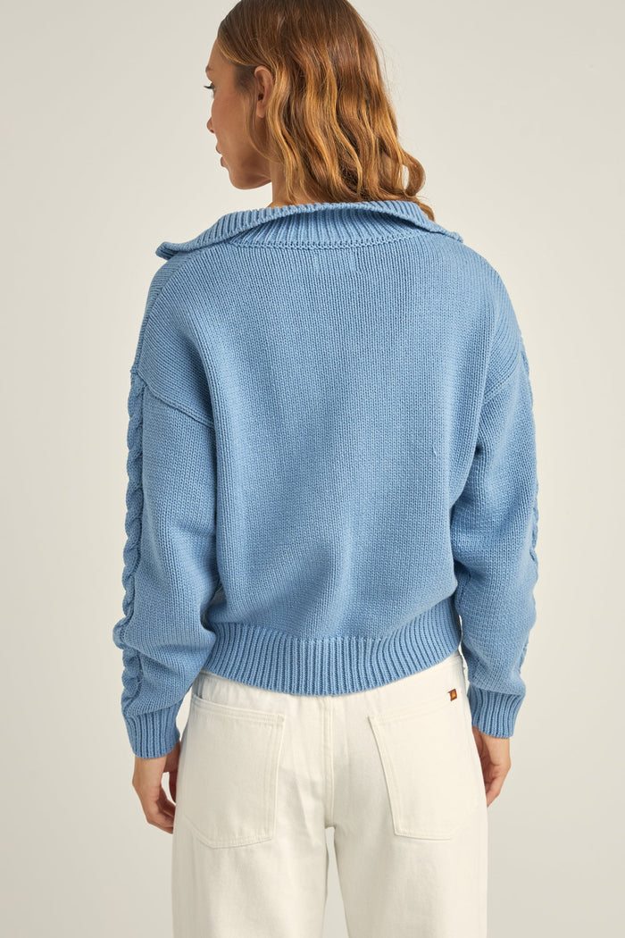 Rhythm Cabelled Vintage Zip Knit - DUSTY BLUE - Sun Diego Boardshop