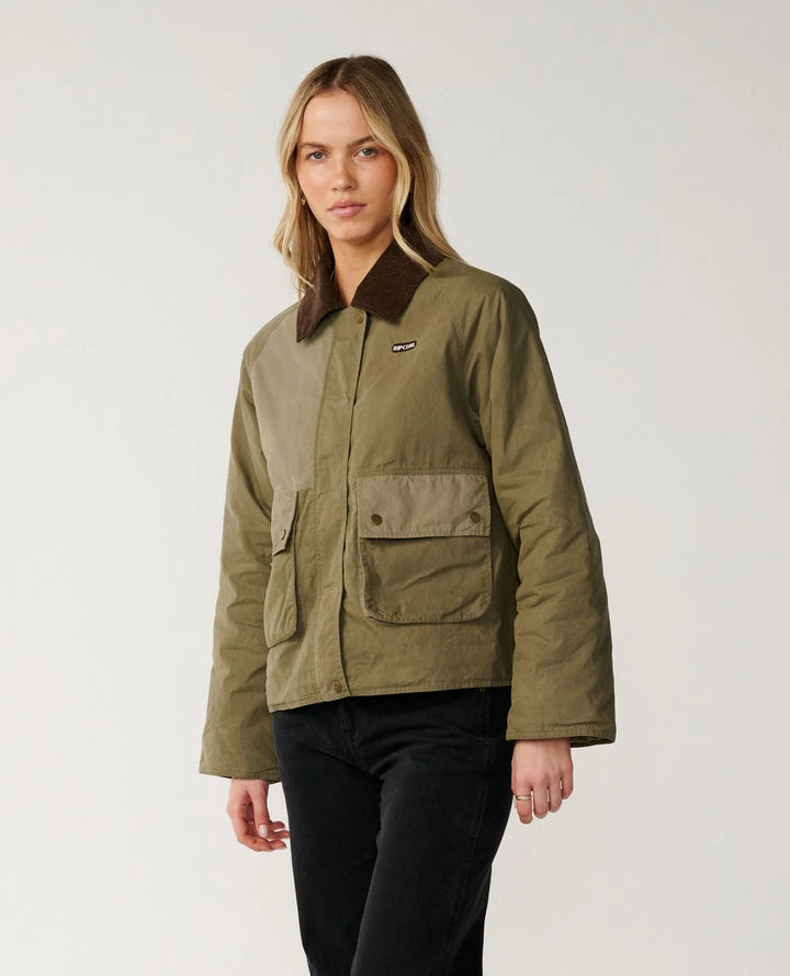 Rip Curl Women's Bossa Nova Waxed Chore Jacket - Military Green