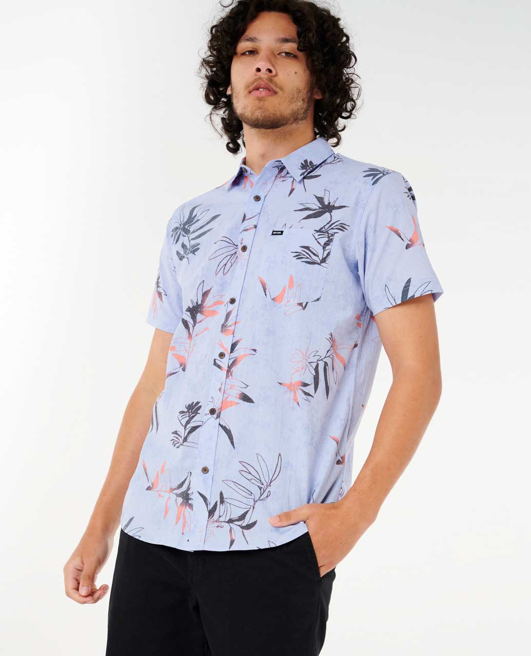 Rip Curl Heritage Floral Short Sleeve Shirt - Ice Blue - Sun Diego Boardshop