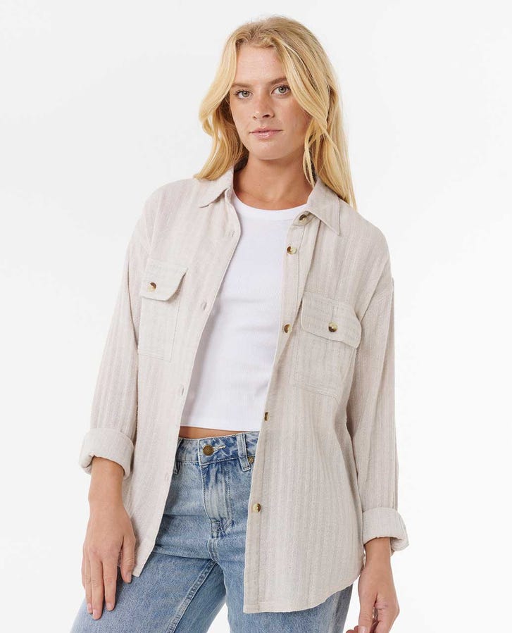 Rip Curl Oceanic Textured Shacket - Moonbeam - Sun Diego Boardshop