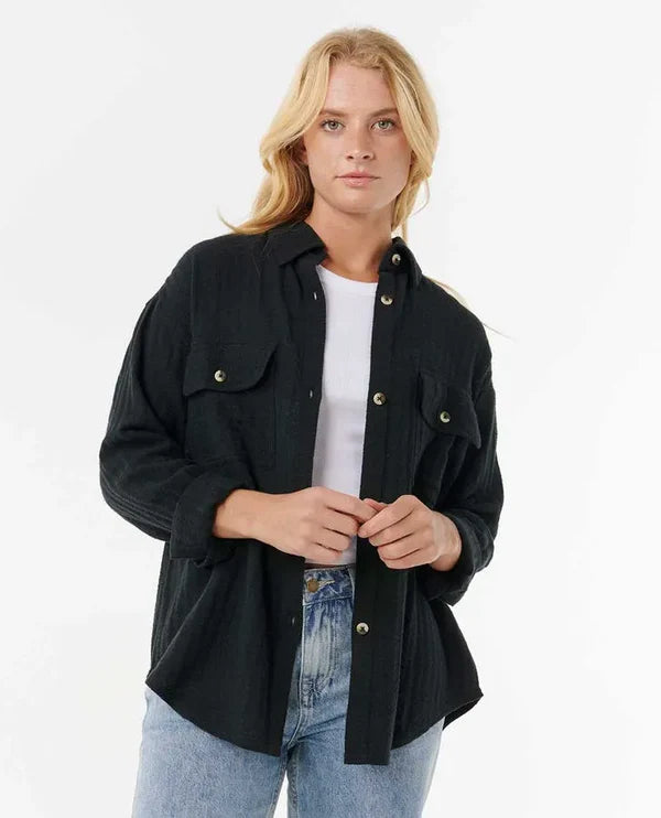 Rip Curl Oceanic Textured Shacket - Washed Black 8264