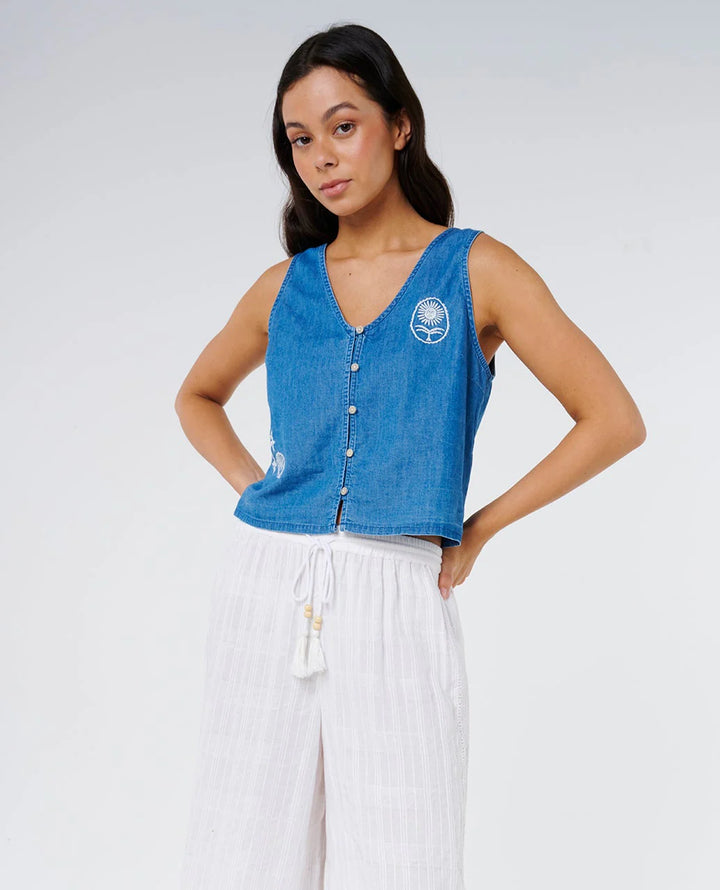 Rip Curl Women's Catalina Islands Wide Leg Pant - Optical White 3262 - Sun Diego Boardshop