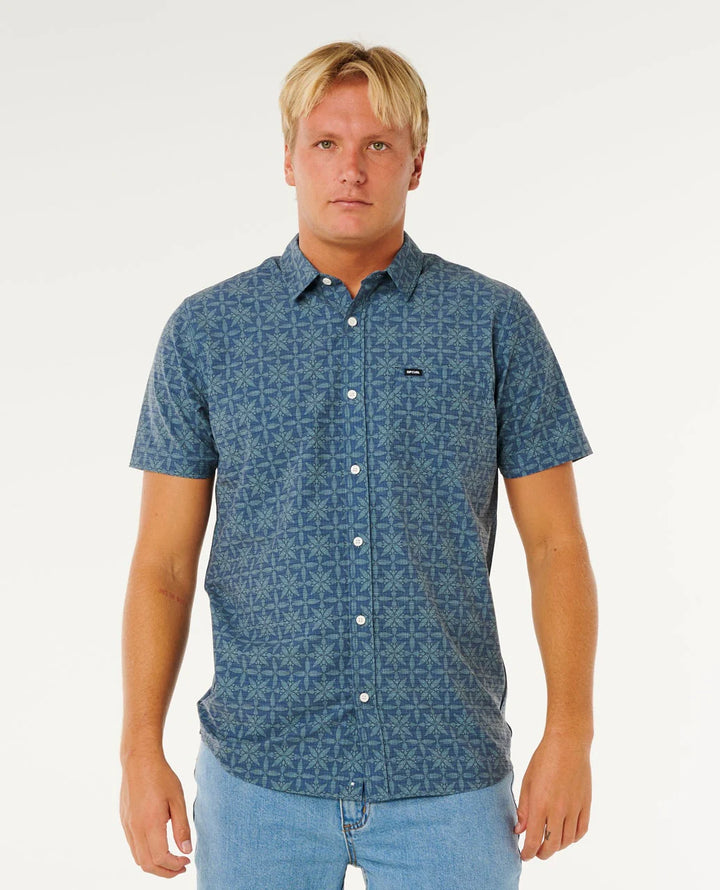 Rip Curl Sessions Aerotech Short Sleeve Shirt - Blue Lagoon