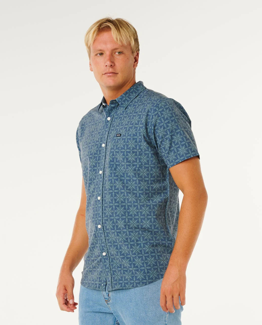 Rip Curl Sessions Aerotech Short Sleeve Shirt - Blue Lagoon