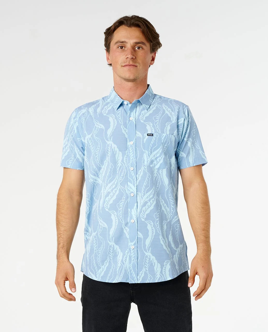 Rip Curl Men's Sessions Aerotech Short Sleeve Shirt - Faded Denim - Sun Diego Boardshop