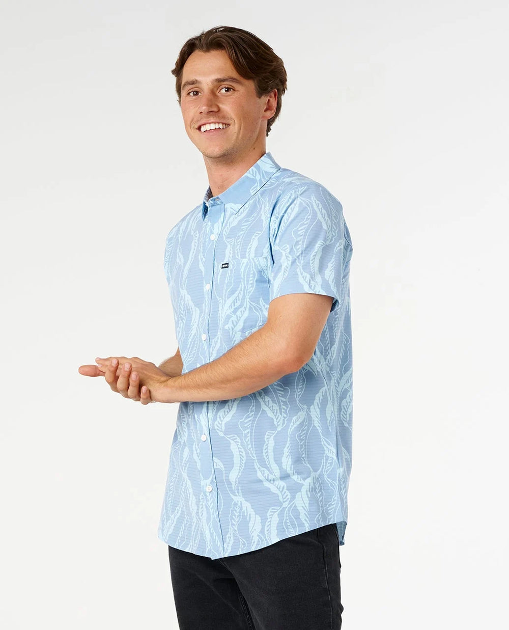 Rip Curl Men's Sessions Aerotech Short Sleeve Shirt - Faded Denim - Sun Diego Boardshop