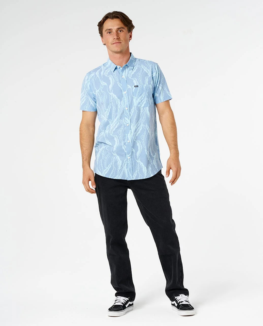 Rip Curl Men's Sessions Aerotech Short Sleeve Shirt - Faded Denim - Sun Diego Boardshop