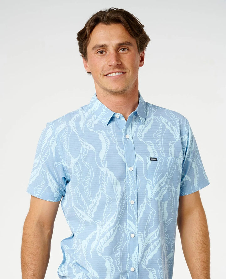 Rip Curl Men's Sessions Aerotech Short Sleeve Shirt - Faded Denim - Sun Diego Boardshop