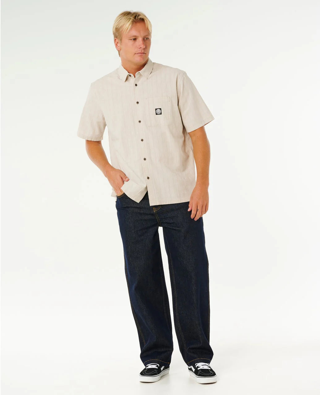 Rip Curl Men's Premium Surf Check Short Sleeve - Bone - Sun Diego Boardshop