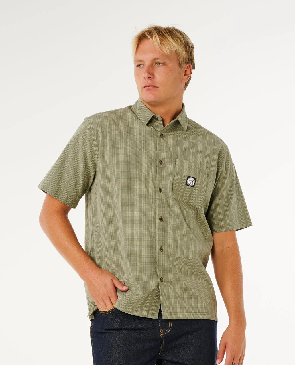 Rip Curl Premium Surf Check Short Sleeve - Surplus Green - Sun Diego Boardshop