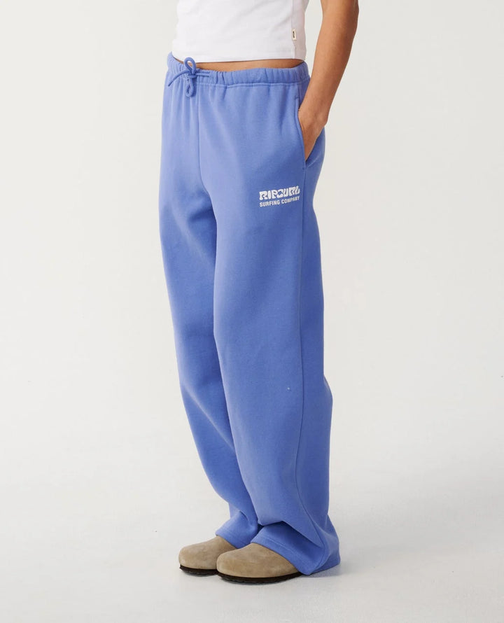 Rip Curl Women's Surf Puff Wide Leg Trackpant - Mid Blue
