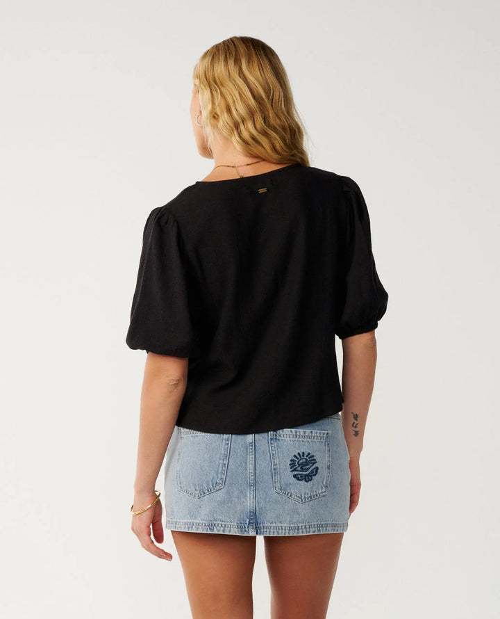 Rip Curl Women's Vibe Surf Tie Front Top - Black - Sun Diego Boardshop