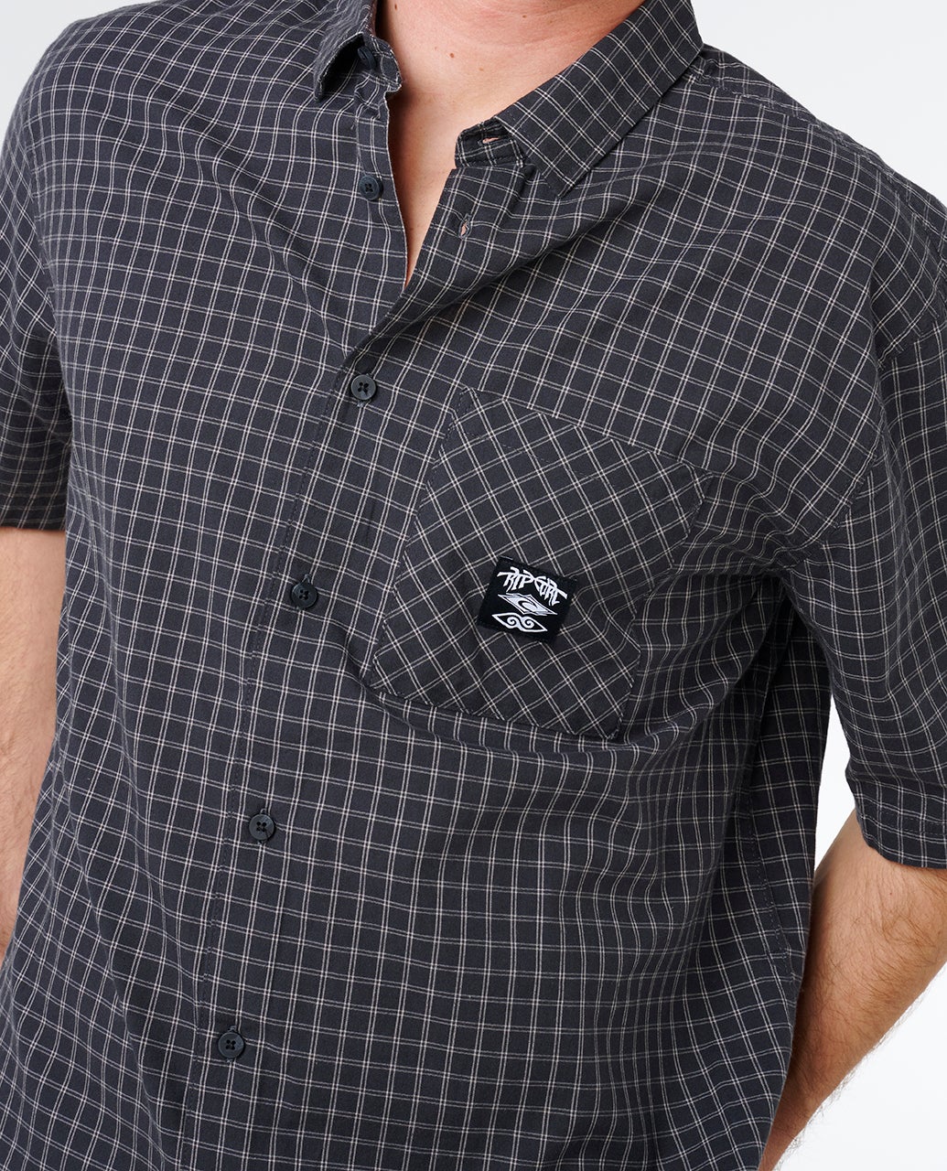 Rip Curl Men's Liquid Trips Check Short Sleeve Shirt - Washed Black - Sun Diego Boardshop