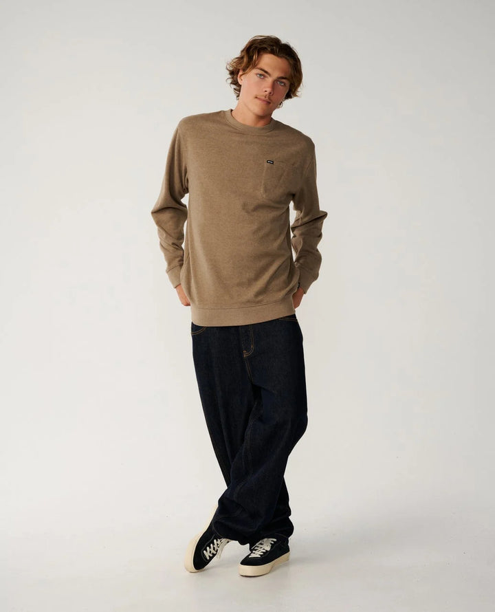 Rip Curl Men's Grid Crew - Walnut - Sun Diego Boardshop