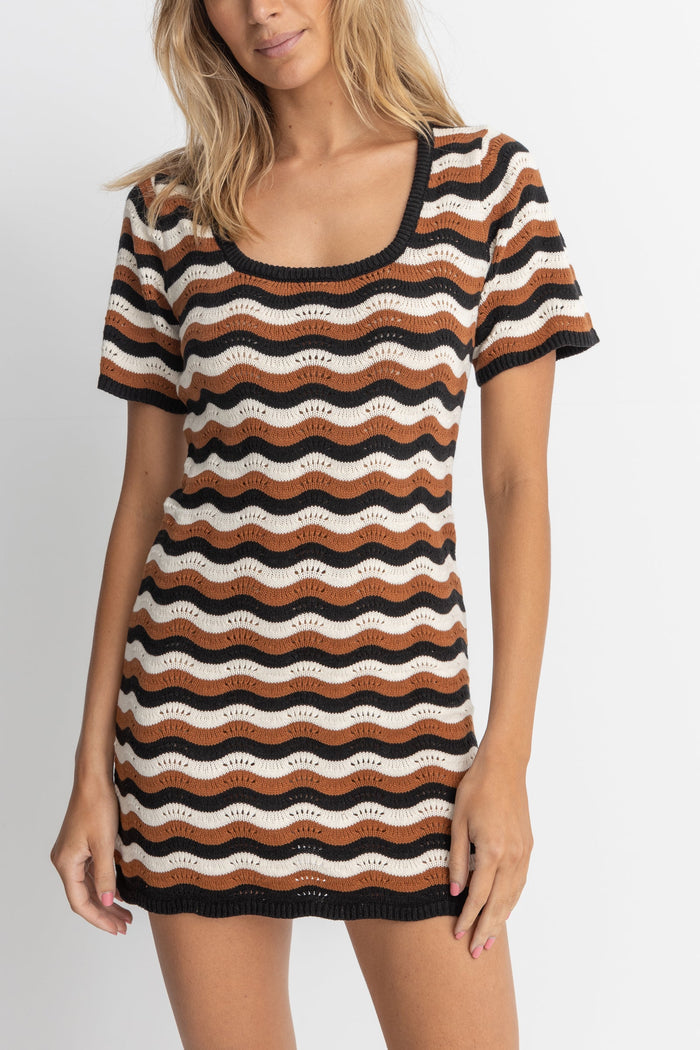 Rhythm Venice Knit Mini Dress - BLACK - Sun Diego Boardshop