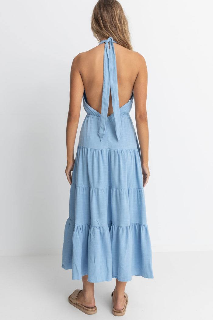 Rhythm Seacoast Halter Tiered Maxi Dress - SKY - Sun Diego Boardshop