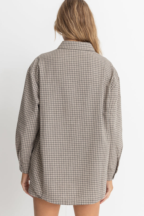 Rhythm Sandy Check Oversized Shirt - NATURAL - Sun Diego Boardshop