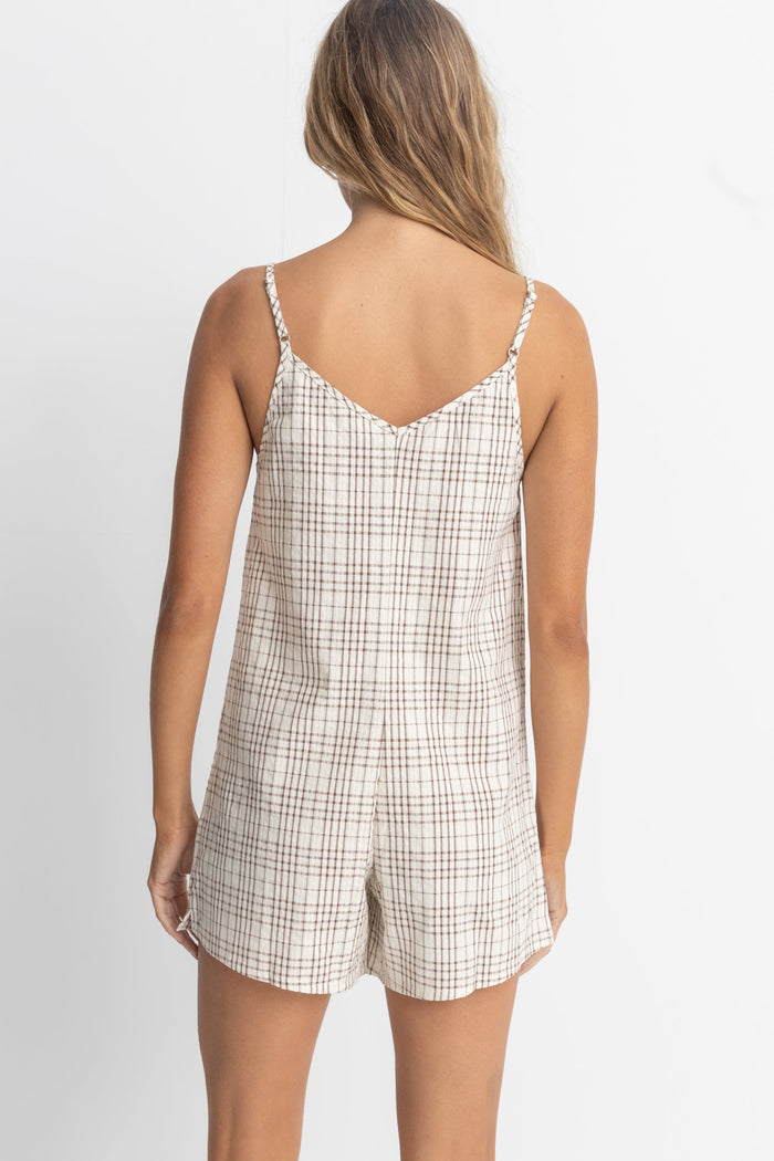 Rhythm Rumi Check Romper - NATURAL - Sun Diego Boardshop