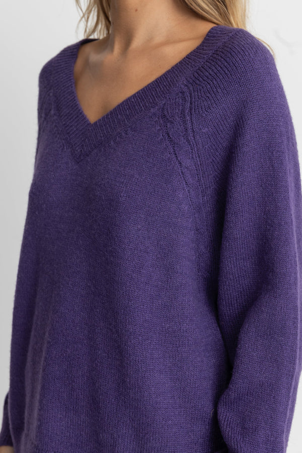 Rhythm Moonstone Oversized V Neck Knit - PLUM - Sun Diego Boardshop