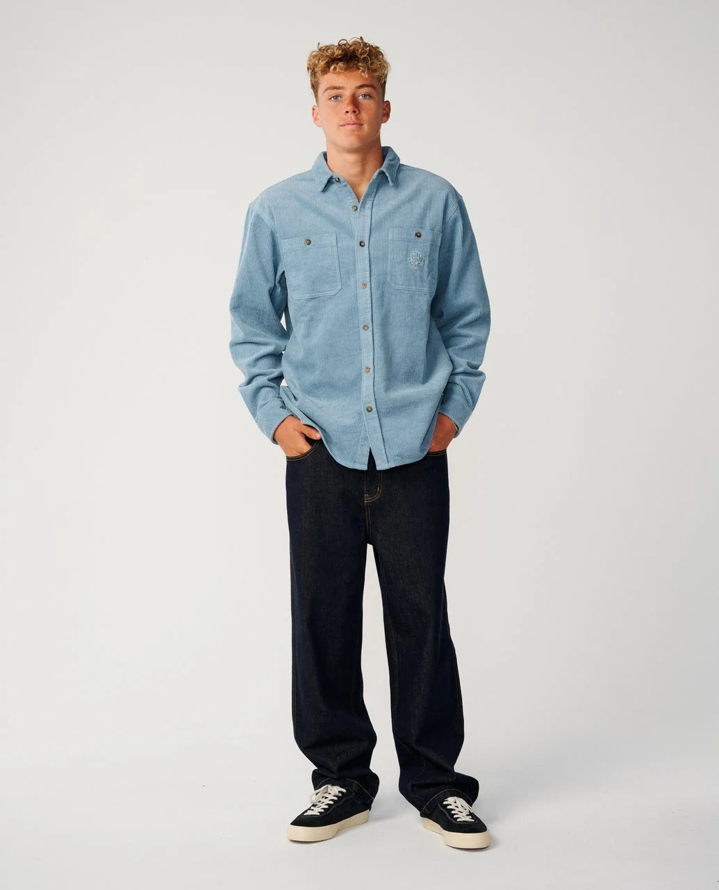 Rip Curl Men's Premium Surf Cord Long Sleeve Shirt - Citadel Blue - Sun Diego Boardshop